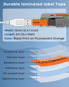 COLORWING TZe-B31 Black on Orange Fluorescent Label Maker Tape 12mm 0.47'' Compatible with Brother P Touch Label Tape for Brother Ptouch PT-D210 D220 H110 1280 D600 Cube Refills, 3-Pack