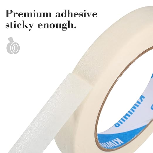 KIWIHUB Beige White Painters Tape,1 inch x 60 Yards - Medium Adhesive White Masking Tape for Painting,Labeling,DIY Crafting, Decoration and School Projects