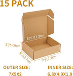 PHAREGE 7x5x2 Inch Shipping Boxes 15 Pack Brown, Tab Lock Tuck Top Mailer Boxes for Packaging Small Business, Cardboard Gift Boxes for Wrapping Mailing Present