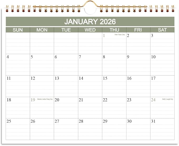 2026 Calendar- Wall Calendar 2026-2027 Runs from January 2026 to June 2027-18 Months Calendar with Thick Paper for Home or Office, 8.5 x 11 Inches, Green