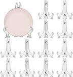 LonlyEagle 12 Pack 7 Inch Clear Plastic Easels or Stand/Plate Holders to Display Pictures or Other Items at Weddings, Plate Stands for Home Decoration, Birthdays, Tables