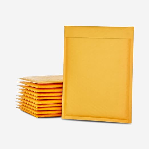 HOLPACK Golden Kraft Bubble Mailers 6.5x10 inch - 250 pack, Self-Seal Cushioning Padded Envelopes #0 | Small Business eCommerce shipping jewelry, makeup, cosmetics, accessories, and more - MADE IN USA