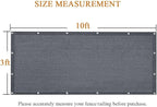 iCover 3x10ft Balcony Privacy Screen Fence, UV-Resistant Railing Fencing Cover for Porch Deck Patio Garden Backyard, Cable Zip Ties Included, Dark Grey