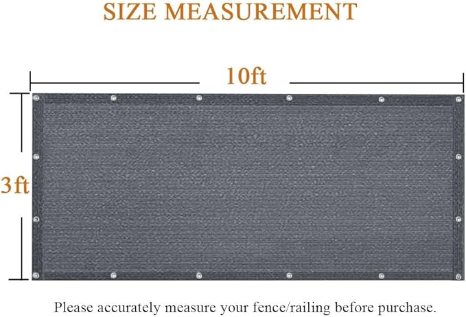 iCover 3x10ft Balcony Privacy Screen Fence, UV-Resistant Railing Fencing Cover for Porch Deck Patio Garden Backyard, Cable Zip Ties Included, Dark Grey