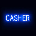 SpellBrite CASHIER Sign | Directional Sign with Neon Look, Blue LED Light Source | 25.4" x 6.3"