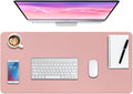 Boutilon Leather Desk Pad Protector,Non-Slip Mouse Pad,Laptop Desk Pad,Office Mouse Mat,Waterproof Leather Desk Blotter,Desk Writing Pad for Office and Home (XL-Pink,35.4"x 15.7")