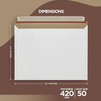 50 Pack 9.5 x 12.5 Inches Rigid Mailers – Self Adhesive White Cardboard Envelopes – Used as Mailing Supplies for Documents, Photos, CDs, Magazines, and Literature