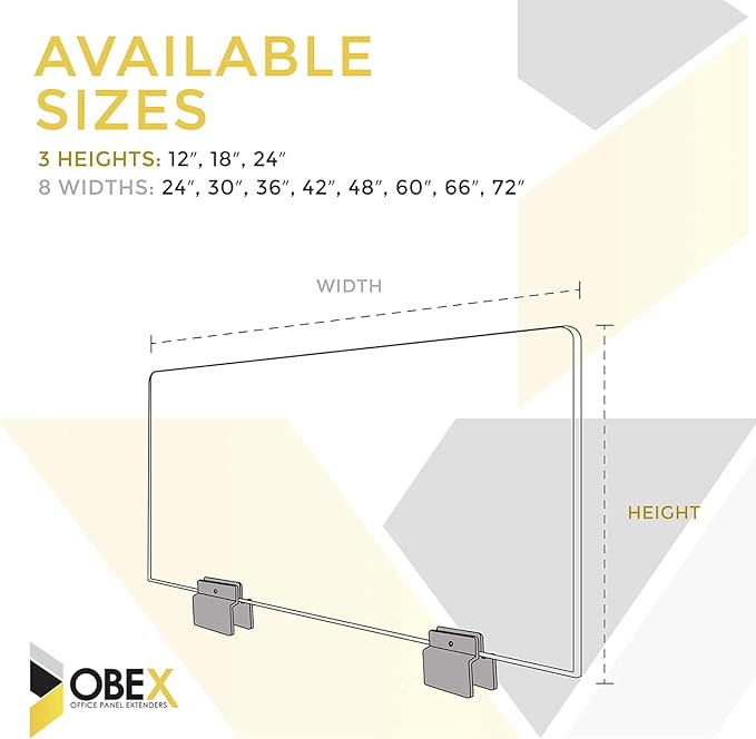 OBEX Acoustical Cubicle Privacy Screen Extender Desk Panel & Office Divider, Add Separation & Block Noise, 12" x 72", Slate
