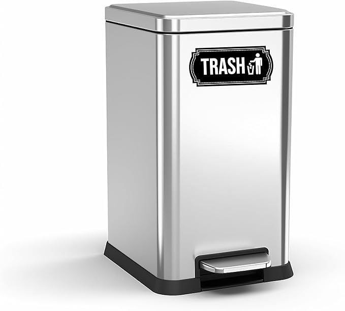 Recycle and Trash Magnets for Kitchen Cans and Recycling Bins, Dual Trash and Recycle Magnet for Garbage Can Logo Symbol, 2 Magnetic Sticker Adhesives, 6.5x3 Inch Design Home Outdoor Waste (Blue)