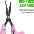 Saboten Fluorine Coated Straight Blade Trimming Scissors Pink PT-1 160mm Precision Gardening Bonsai and Floral Shears Made in Japan