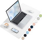 Bloss White Desk Mat, Mouse Pad, Waterproof Leather Desk Pad, Desk Matt for Desktop, Non-Slip Ccomputer Desk Protecor Mat for Office/Home/Decor(27.6 x 13.8 Inches)