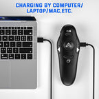 Presentation Clicker, Rechargeable Pointer, 2-in-1 USB Type C Powerpoint Clicker, Clicker for Powerpoint Presentations Slide Advancer, Presentation Clicker Wireless Presenter Remote Clicker