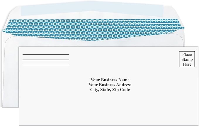 Aimoh 1000#9 Custom Printed Courtesy Reply Mail Gummed Security Envelopes - Personalized with Logo and/or Return Address - Gummed Closure, 3-7/8 x 8-7/8 Inches, 1000 Count (7-30128-1000)