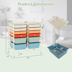 Happygrill 12-Drawer Rolling Storage Cart, Multipurpose Organizer Cart for Home Office School, Utility Cart with Wheels (Macaron)