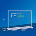 PUWTN Acrylic Sign Holder 6x4 - 6 Pack Clear Tabletop Sign Holder Horizontal Plastic Picture Frames, Double Sided T Shape Display Stand Vendor Booth Display Items for Store,Restaurants,Hotels,Office