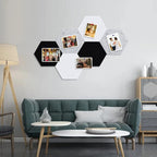 Vuzvuv 6 Pcs Hexagon Bulletin Board with 50 Pushpins & Sticky Note Adhesive Cork Board for Wall，Felt Pin Board for School，Office Decor（Black White Grey）