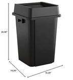 Krollen Industrial 19 Gallon Black Square Commercial Trash Can with Lid