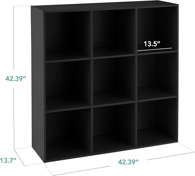 Best Choice Products 9-Cube Storage Organizer, 13.5in Shelf Opening, Bookcase, Display Shelf, Customizable w/ 3 Removable Back Panels – Black