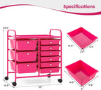 LDAILY 9 Drawer Rolling Storage Cart, Rolling Cart with Drawers for Classroom, Art Supply Craft Organizer on Wheel with Metal Frame & Handles for Home Office School