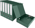HUA JIE A4 Storage File Boxes Plastic Archives Cases with Clip, PVC File Folder Organizer Document Storage Filing Box for Office,32.5×6.5×24 cm, Green(Pack of 6)