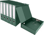 HUA JIE A4 Storage File Boxes Plastic Archives Cases with Clip, PVC File Folder Organizer Document Storage Filing Box for Office,32.5×6.5×24 cm, Green(Pack of 6)