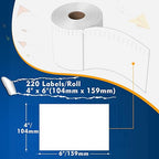 L LIKED 880 PCS 4"x 6" Direct Thermal Labels White Perforated Shipping Label, 220 Labels/Roll,Strong Adhesive, Compatible with DYMO 4XL 1744907,Zebra, Rollo, Jadens, Nelko,4 Rolls
