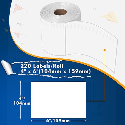 L LIKED 3300 PCS 4"x6" Direct Thermal Shipping Labels (220 Labels/Roll, 15 Rolls), Perforated White & Strong Adhesive, Compatible with DYMO 4XL 1744907, Zebra, Rollo