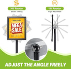RedChili Floor Standing Sign Holder Stand for 8.5x11 Inches Poster or Chalk Board, Pedestal Sign Holder with Snap Open Frame,360° Rotation,Adjustable Post Height Outdoor Indoor Standing Display Sign Holders for Advertising (Black, Sharp Corner)