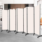 Room Divider Folding Privacy Screens with Lockable Wheels, 176'' Fabric Partition Room Dividers Freestanding Room Divider Panel for Room Separation, Wall Divider for Home Office Bedroom Studio Decor