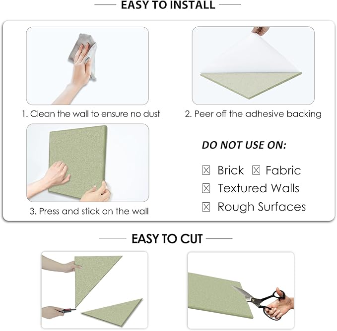BXI Felt Bulletin Board - 60 X 36 Inches, 15 Pcs Self-Adhesive Decor Cork Boards with 30 Pushpins, Sturdy Acoustic Wall Panels for Office Work, Poster Pin Tiles for Teen Dorm Room Kitchen Classroom