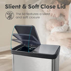 JM ·YIPENG Kitchen Trash Can, 2 x 8 Gallon (2 x 30 L) Recycling Bin with Lid, Double Trash Can, Soft-Close Foot Pedal, 2 Compartments Garbage Cans for Kitchen, Dual Trash Cans, Silver