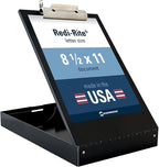 Saunders Metal Clipboard with Storage, Black Single Layer Nursing Clipboard Folio, Letter Size Paper Organizer, Steel Clip with Self Locking Latch, Form Holder for Office, School & Work - Made in USA