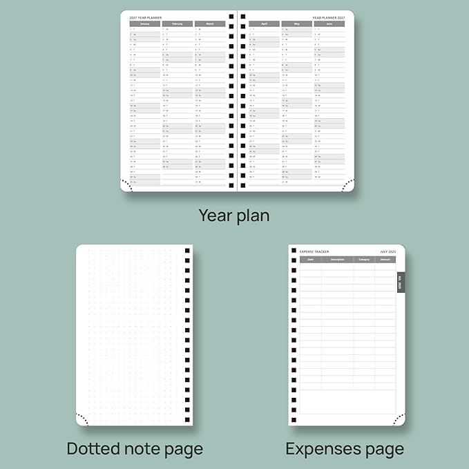 POPRUN Monthly Planner 2025-2026 Pocket Size (4" x 6.25") 18 Months Calendar (Jul 2025 - Dec 2026) - 4 Pages per Month with Monthly Expense & Notes, Sunday Start, Leather Cover - Burgundy