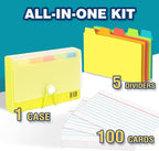 H4D 3x5 Index Card Case with 100 Heavyweight Ruled Index Cards and Dividers, Lime Green
