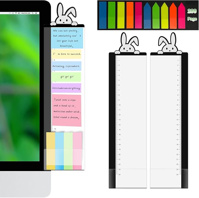 2pcs Office Desk Accessories Monitor Memo Board Computer Message Board Office Supplies for Women Men Computer Sticky Note Holder Home Desktop Message Office Decor (Rabbit Monitor Memo Board)