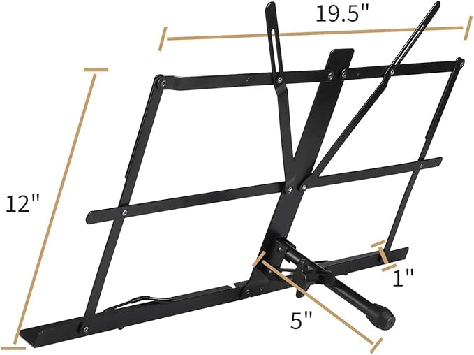 Eastar Tabletop Music Stand for Sheet Music ESMF-3, Table Top Desktop Book Stand Folding Portable Sheet Music Stand Adjustable Travel Music Holder Lightweight with Carrying Bag, Black