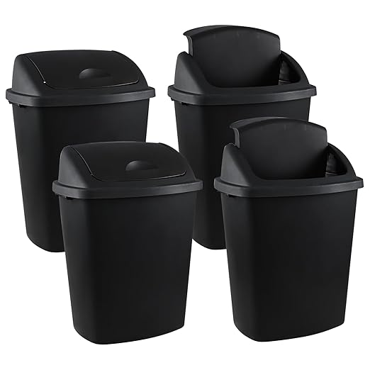 Uumitty Kitchen Trash Can 18.5 Gallon with Swing Lid, 70L Plastic Tall Garbage Can Outdoor and Indoor, Perfect for Commercial Offices, Home Office, 4 Pack