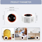 GuDoQi Digital Productivity Timer, Octagon Rotating Pomodoro Timers with Gravity-sensor, 1-3-5-15-30-60-90 Min Countdown, Portable Adjustable Sound Alert Multi Desk Timer or Study Task, Kitchen, White
