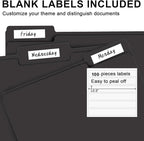 File Folder, RAZCC 100 Pack 1/3 Cut Tab File Folders Letter Size, Black Folders for Dcouments, Folders with Tab Great for Organizing and Easy File Storage