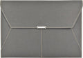 VANRA File Folder Document Holder Organizer Waterproof Portfolio Leather Folder Case with 3 Pockets, Filing Envelopes for A4 Letter Size Paper with Snap Magnetic Button Closure (Gray)