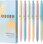 FIOVER Gel Pens, 6 Pcs 0.7mm Comfort Grip Quick Dry Black Ink Pens Fine Point Smooth Writing Pens, Cute Office Back to School Supplies Gifts for Women (6PCS Gradient Black Ink)
