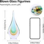 9" Tall Sculpture Hand Blown Glass Decor, Paperweight for Office Desk, Modern Glass Art Figurines Mediterranean Beach House Decor, Living Room Coffee Shelves Table Top Decoration (Light Green)