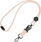Fishent Breakaway Neck Lanyards for ID Badges, Adjustable Sturdy Round Cord Heavy Duty Key Lanyard with Detachable Buckle for Men Women Car Keys Card Holder (Pink Sands)