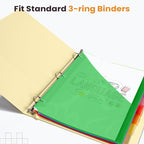 Sooez 48 Count Dividers with Pockets, 8 Tabs Binder Dividers for 3 Ring Binders, Binder Dividers with tabs, Binder Divider with Pockets for US Letter Size, Insertable Big Tabs, Multicolor, Set of 6