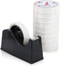 BOMEI PACK Desktop Tape Dispenser (Fits 1" & 3" Core) with Transparent Tape Refills, Clear Tape with Black Tape Holder,Weighted Non Slip Base, for Masking Tape,Heat Resistant Tape