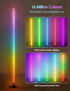 YIKBIK RGB Corner Floor Lamp, 65" Color Changing LED Floor Lamp Bluetooth APP Remote Control Music Sync Modern Standing Lamp 16 Million DIY Colors with Heavy Base for Living Room Bedroom GameRoom