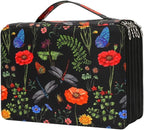 Vomgomfom Colored Pencil Case - 252 Slots Pencil Holder with Zipper Closure Twill Fabric Large Capacity Pencil Case for Watercolor Pens or Markers, Pencil Case Organizer for Artist (Black)