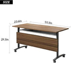 LKATOR Conference Table,Folding Office Tables with Wheels,Large Conference Meeting Room Tables for 10-12 People,Mobile Training Seminar Table with Flip Top,Modular Meeting Table for Office (55.1in) ﻿