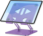 Aoviho Tablet Stand Holder for Desk, Adjustable Desktop Tablet Holder, Foldable Aluminum Tablet Mount for iPad pro 12.9, iPad Air Mini, Samsung Galaxy Tabs Z Fold Kindle Fire 4-12 inch Purple