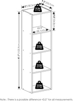 Furinno PASIR Book Shelf, 4-Tier Modern Bookshelf, Open Shelves Bookcase 9 x 12 x 42, for Living Room, Bedroom, Home Office, Green/White